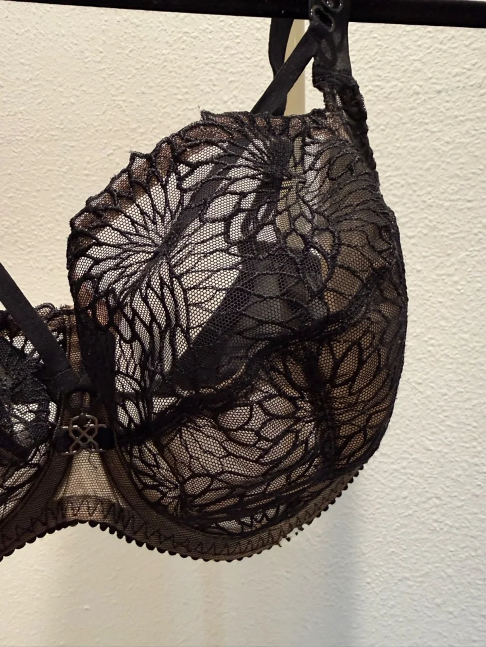 Primadonna Sophora Black Floral Lace Underwire Bra with Straps US 36I / UK 36G - Picture 3 of 8